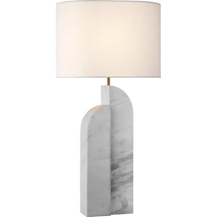 Cordless Edison 34" White Marble Outdoor Table Lamp