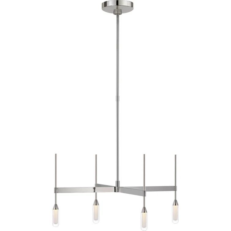 Polished Nickel and Crystal 4-Light LED Chandelier