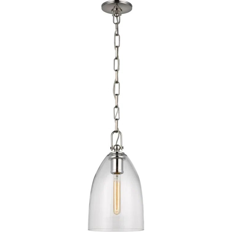 Andros Tulip-Shaped Glass & Polished Nickel LED Pendant Light