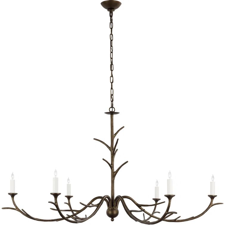 Iberia Antique Bronze Leaf Crystal 30" Plug-in Chandelier