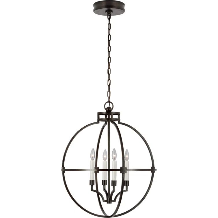 Aged Iron Globe LED Crystal Chandelier
