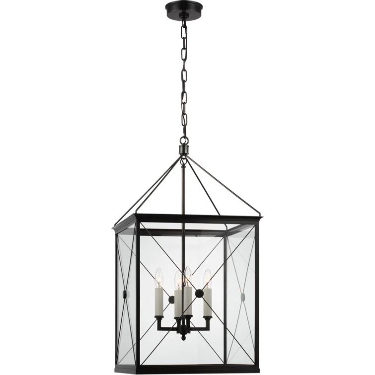 Rossi 33.5'' Bronze and Polished Nickel LED Pendant Light with Glass Accents