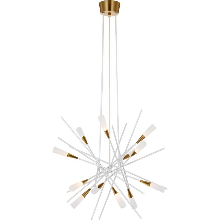 Stellar Matte White and Brass 12-Light LED Chandelier