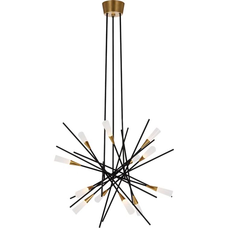 Stellar 12-Light Matte Black and Brass LED Chandelier