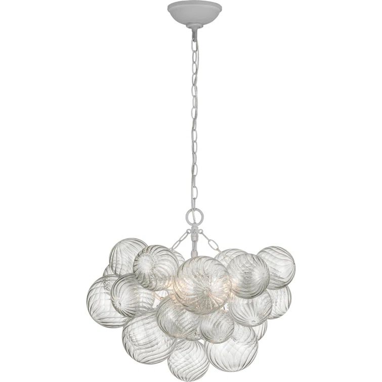 Amalia Plaster White and Clear Glass 3-Light Chandelier