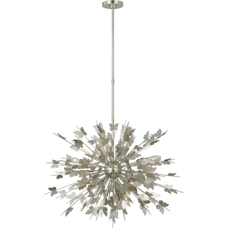 Farfalle 14-Light Burnished Silver Leaf Crystal Chandelier