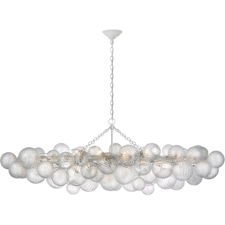 Talia 63'' Plaster White Linear Chandelier with Swirled Glass Orbs