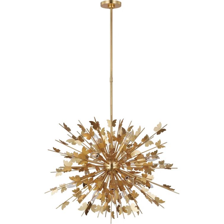 Farfalle Medium Burnished Silver Leaf 14-Light Crystal Chandelier