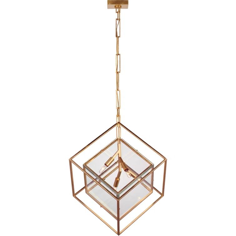 Cubed Gild Dual Cube Pendant with Clear Glass and LED Lighting
