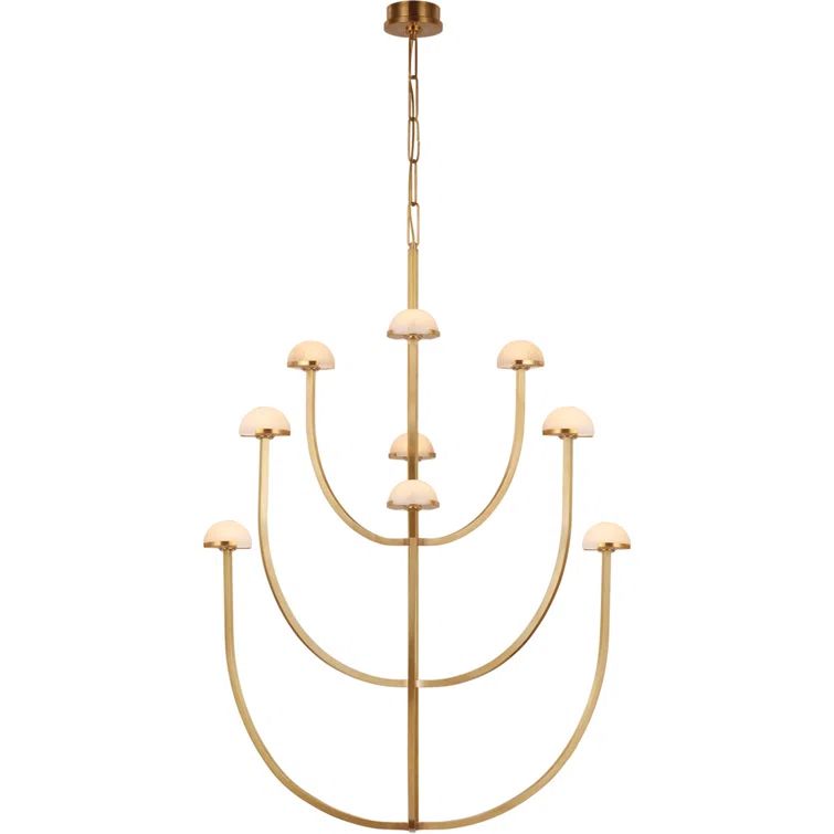 Antique Brass and Alabaster 9-Light LED Chandelier