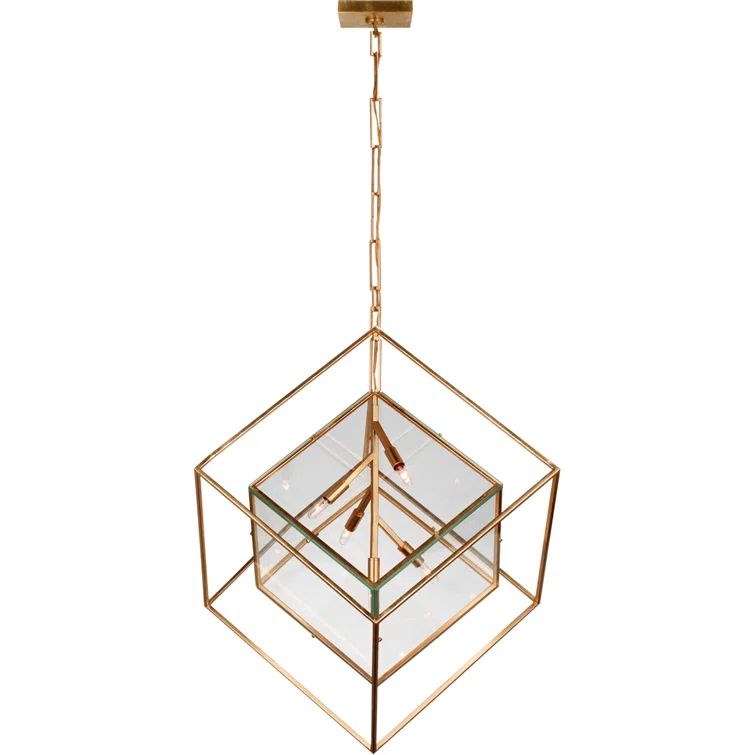 Elegant Octagonal Gilded Glass Pendant Light