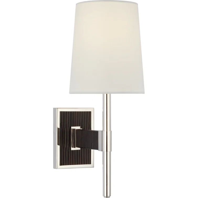 Polished Nickel and Black Rattan Dimmable Sconce
