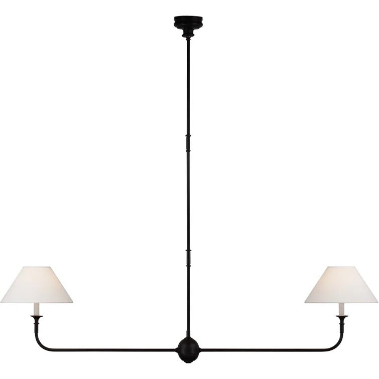 Aged Iron and Ebonized Oak 62" Crystal LED Pendant Light