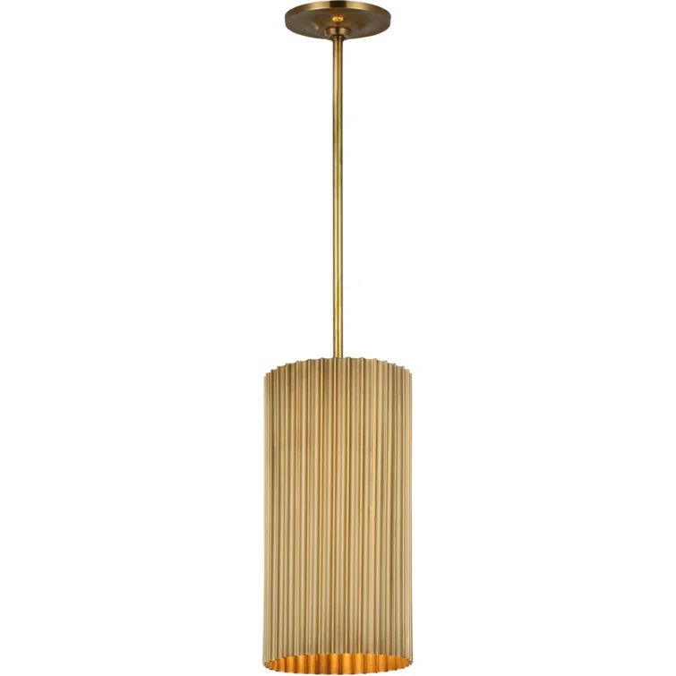 Rivers Small Fluted Pendant in Soft Brass 14" x 7"