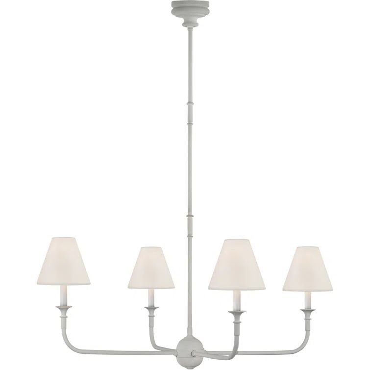 Elegant Piaf 4-Light Crystal Chandelier in Plaster White