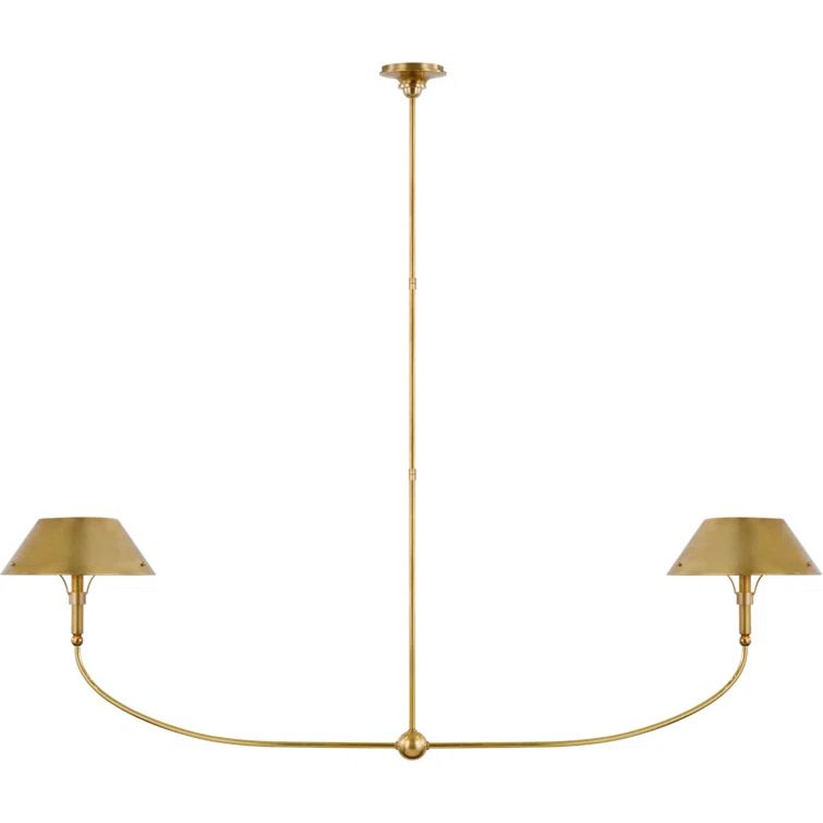 Hand-Rubbed Antique Brass Dual Light Linear Chandelier