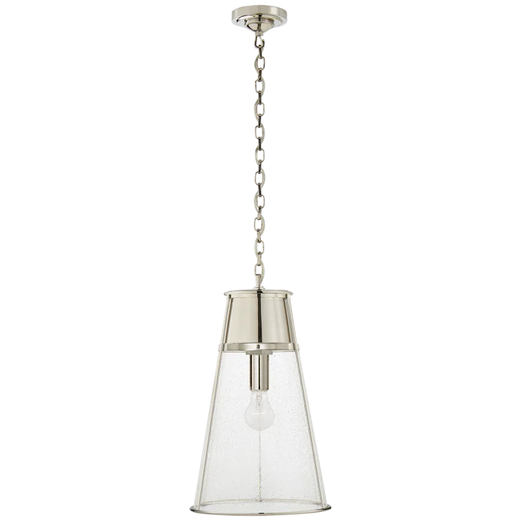 Robinson Contemporary Seeded Glass & Polished Nickel Pendant