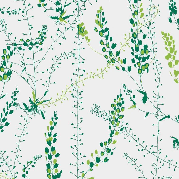 Green and White Scandinavian Plant-Inspired Wallpaper