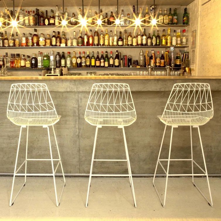 Saddle Style 26" Metal and Leather Counter Stool in White
