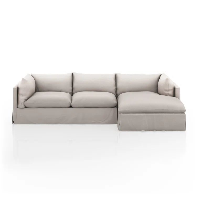 Bennett Moon Linen 112" Two-Piece Solid Wood Sectional