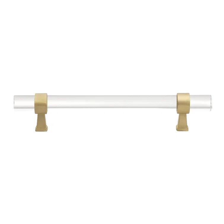Clear Acrylic Bar Pull with Satin Gold Mounting Hardware