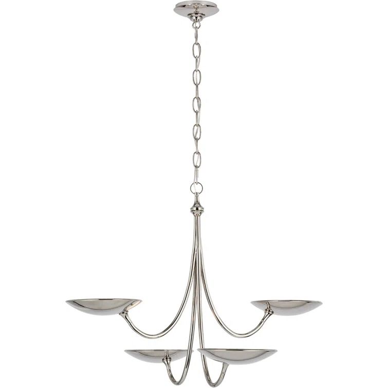 Keira Polished Nickel Medium Chandelier with Organic Lines