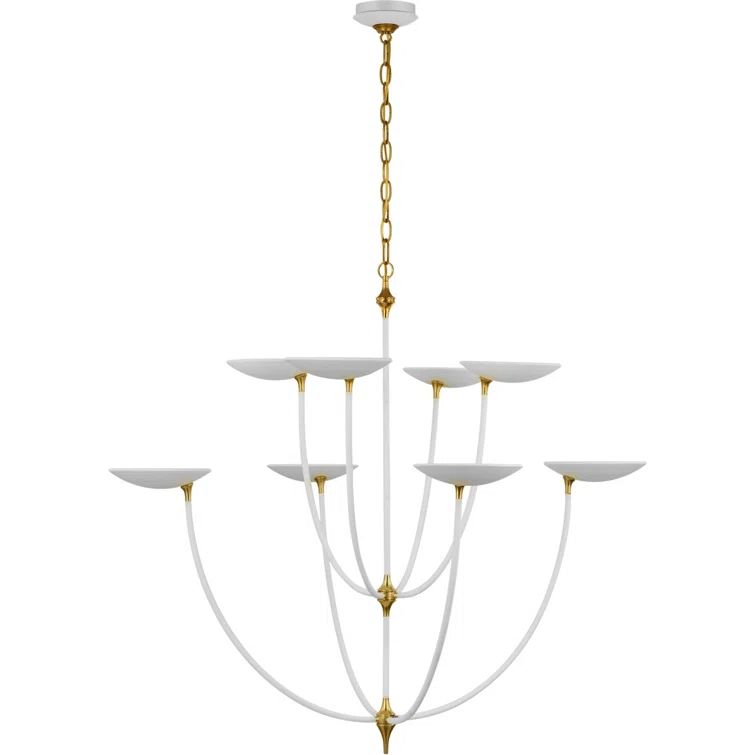 Keira Matte White and Brass 8-Light LED Chandelier