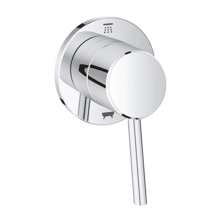 Polished Chrome Modern Wall-Mounted Shower Lever Trim