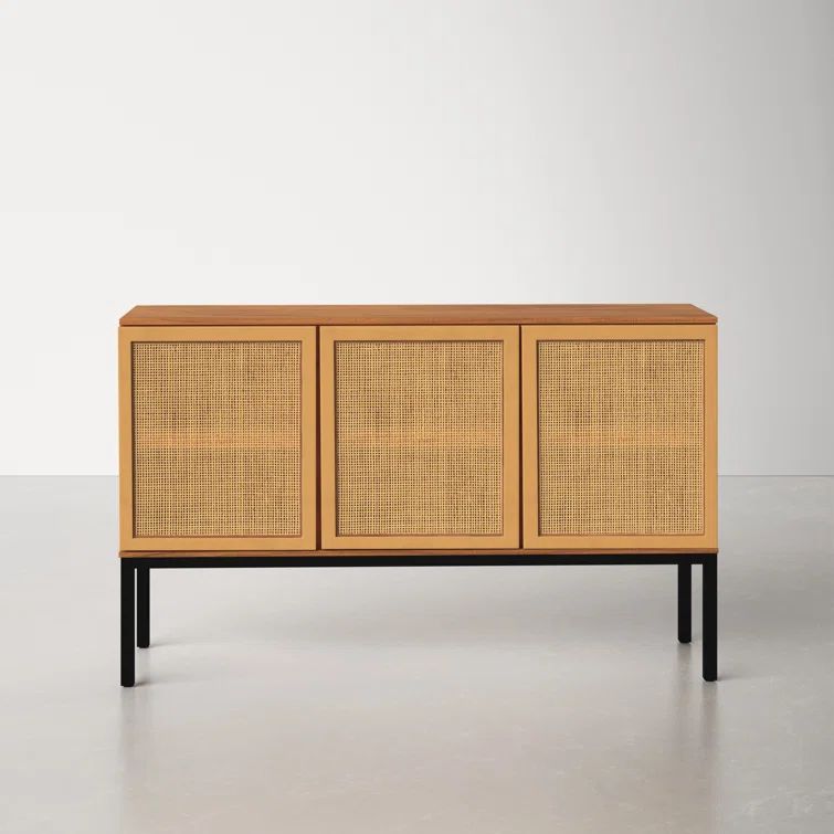Zadie Natural Rattan 58'' Sideboard with Black Legs