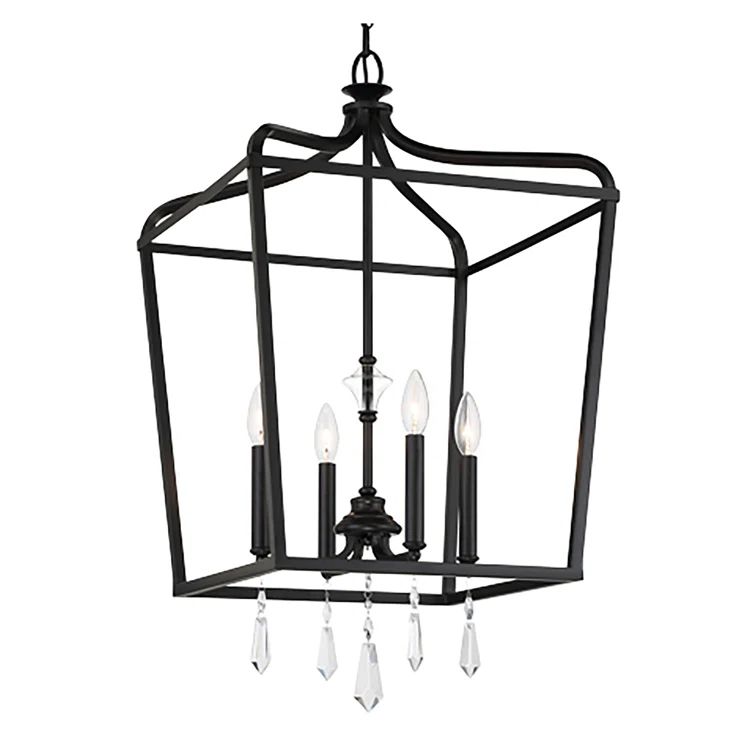 Laurel Estate Coal Finish 4-Light Clear Glass Lantern Chandelier