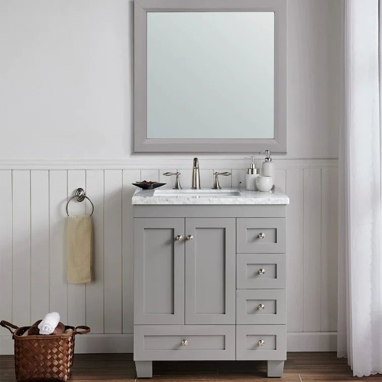 Elegant White Wood Framed 20" x 30" Rectangular Vanity Mirror