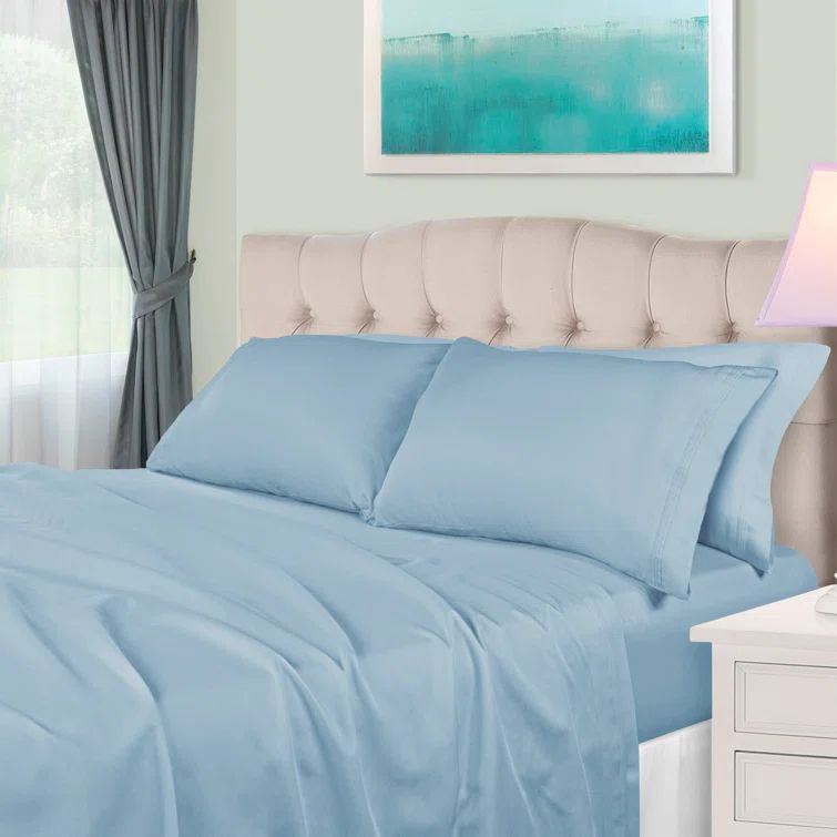 Full Baby Blue Egyptian Cotton Deep Pocket Sheet Set