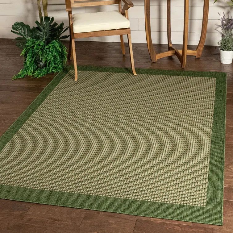 Odin Easy-Care Green Synthetic 5' x 7' Indoor/Outdoor Area Rug