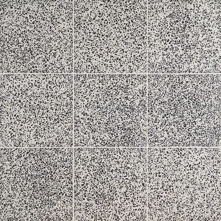 Durham Black and White Polished Terrazzo Floor and Wall Tile