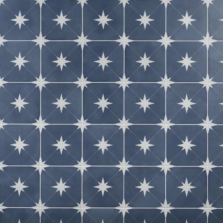 Polaris Navy and White Matte Porcelain Floor and Wall Tile