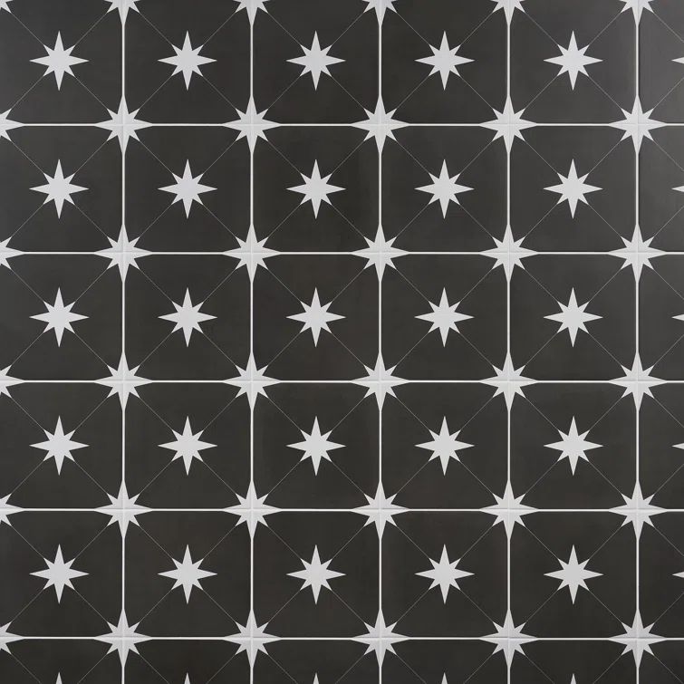 Moab 9" x 9" Matte Black and White Porcelain Tile