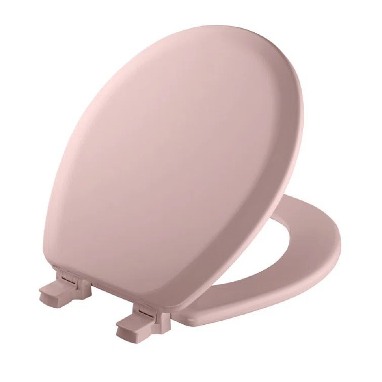 Mayfair Round Pink Molded Wood Toilet Seat with Gloss Finish