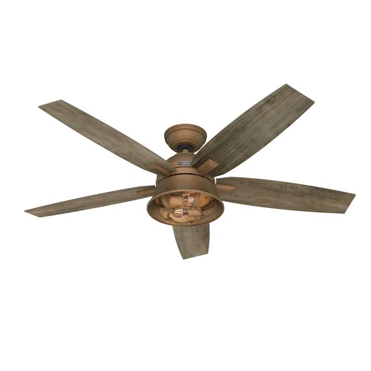 Hampshire 52" Weathered Copper Ceiling Fan with Grey Pine Blades and LED