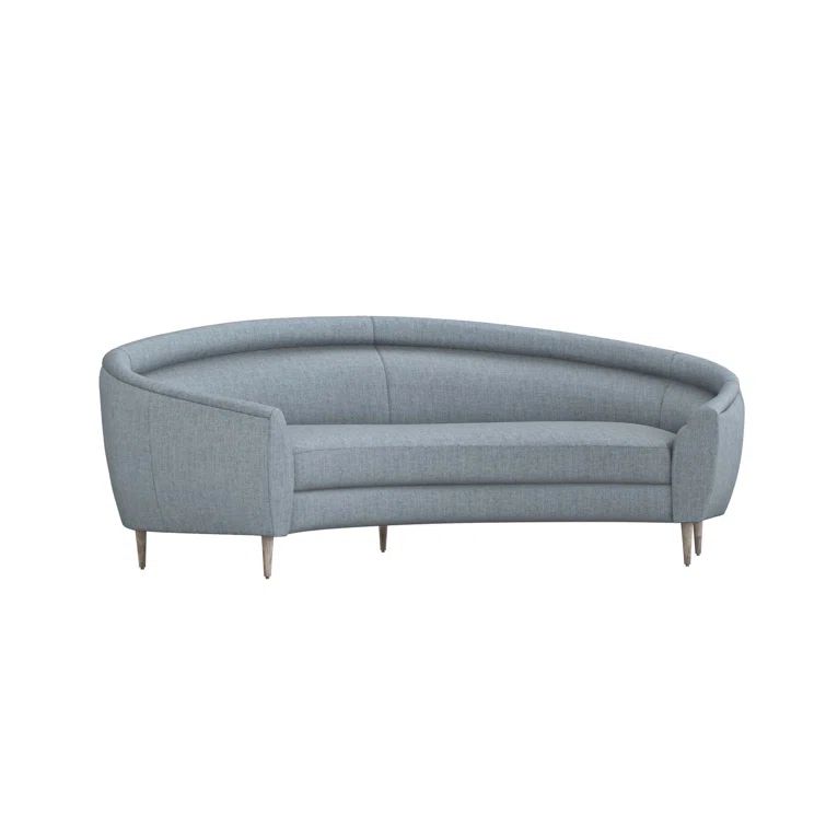 Capri Marsh Chenille 94'' Light Grey Ash Wood Sofa