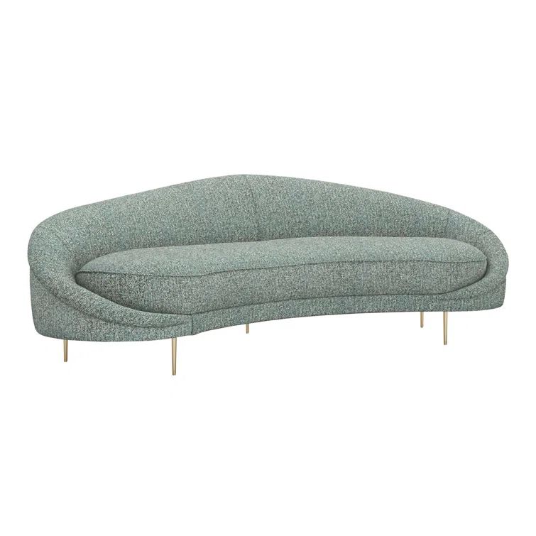 Ava 103" Pool Cotton Blend Sofa with Shiny Brass Frame