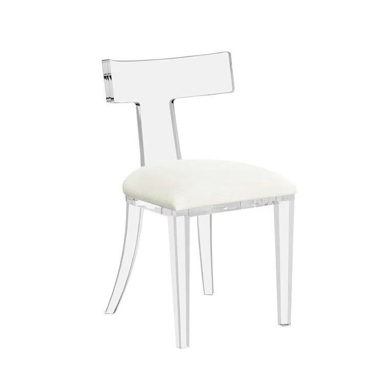 Shell Upholstered Acrylic Side Chair with Cotton Blend Cushion