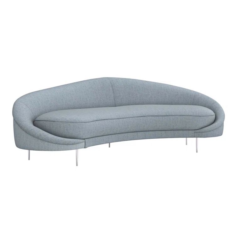 Marsh Fabric and Polished Nickel Metal Tight Back Sofa