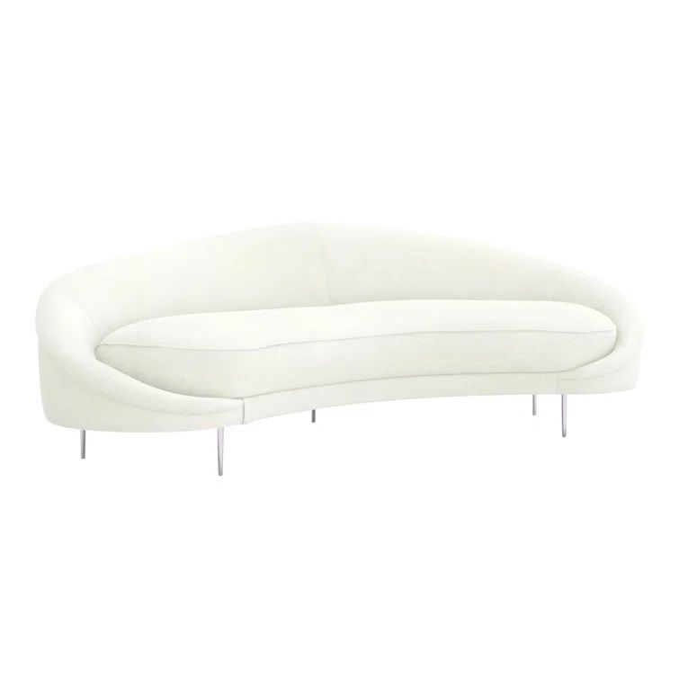 Ava Shell Chenille 103'' Sofa with Polished Nickel Frame