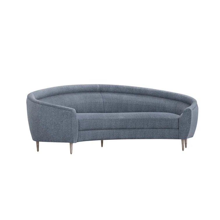 Azure Light Gray Fabric and Wood Tight Back Sofa