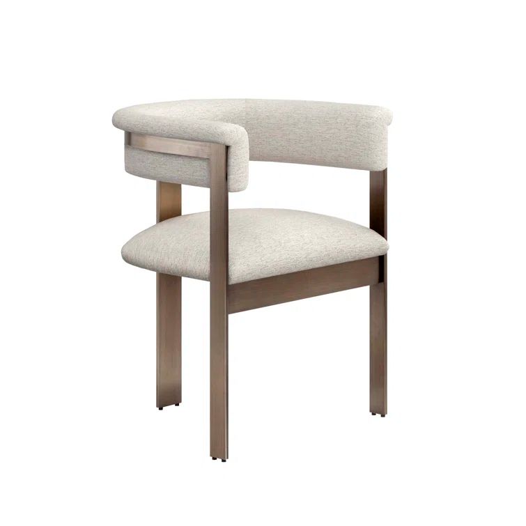 Drift White Upholstered Dining Chair with Antique Bronze Metal Frame