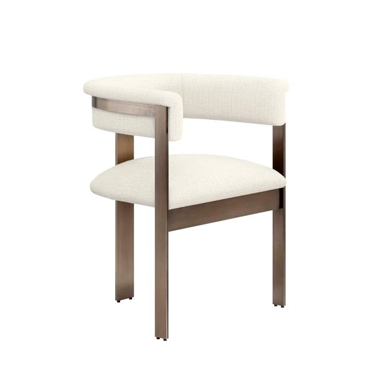 Dune Chic Coastal-Inspired Upholstered Armchair with Antique Bronze Frame