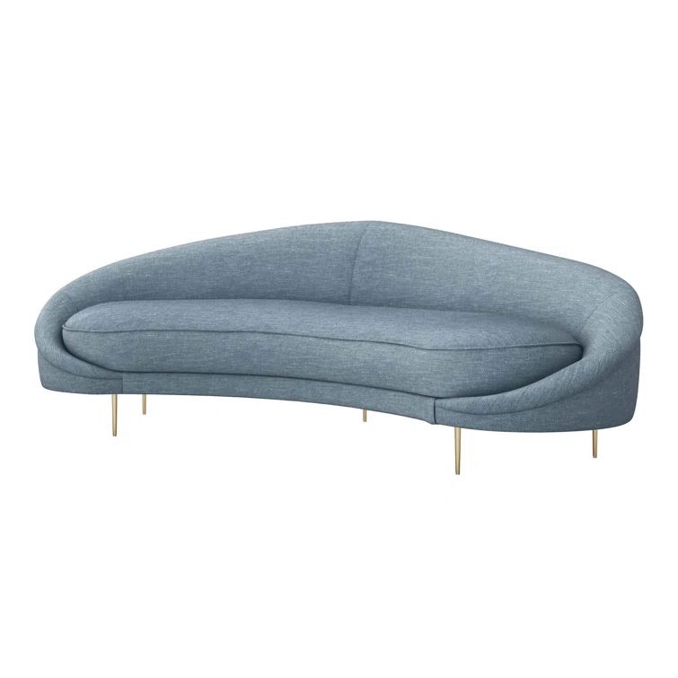 Ava 103'' Surf Blue Upholstered Sofa with Brass Legs