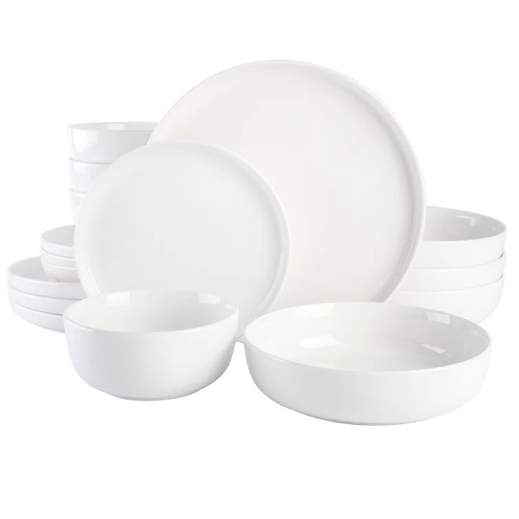 Oslo White Porcelain 16-Piece Dinnerware Set, Service for 4