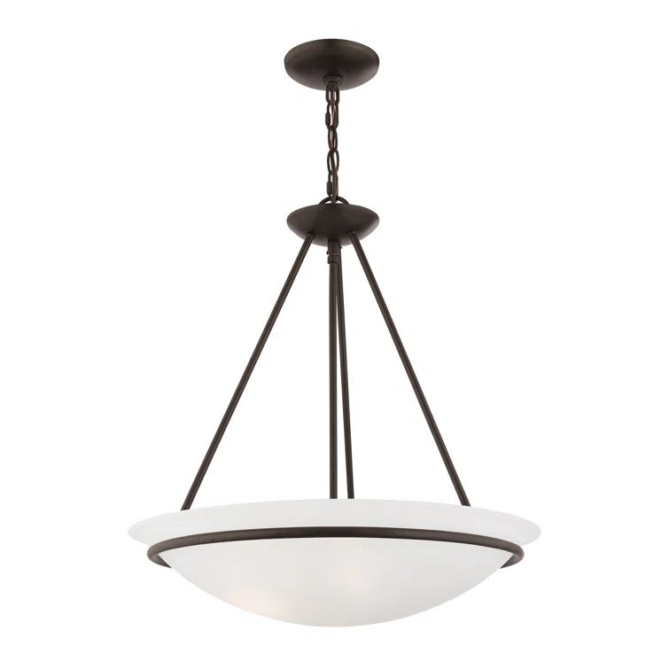 Newburgh 22" Bronze and White Alabaster Glass Bowl Pendant