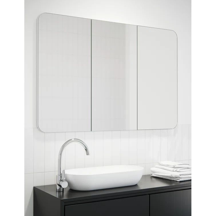 Ezri 48" White MDF Medicine Cabinet with Mirror